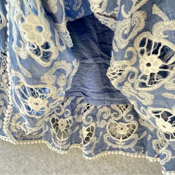 Payal Jain Mira Cotton Embroidered Off Shoulder Milkmaid Midi Dress 10 #AQ - Picture 7 of 13